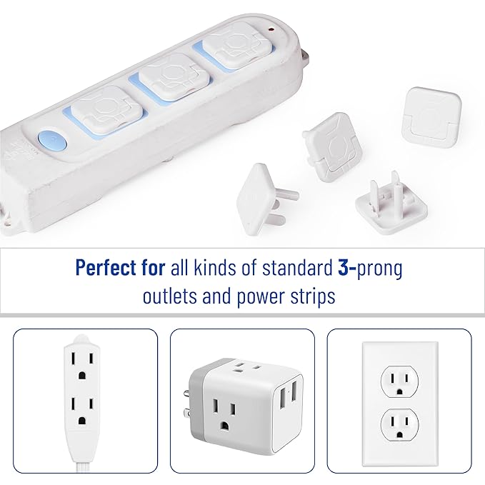 Bates Outlet Covers - Baby Proofing, 10 Pack, 3 Prongs, Child Proof