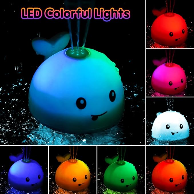 Baby Bath Toys, Toddler Bath Toys for Kids Ages 1-3, Valentines Day Gifts for Babies, 1 2 3 Year Boy Girl Gifts Baby Toy 6-12-18 Months Light Up Whale Bath Toy Sprinkler Bathtub Pool Water Toy