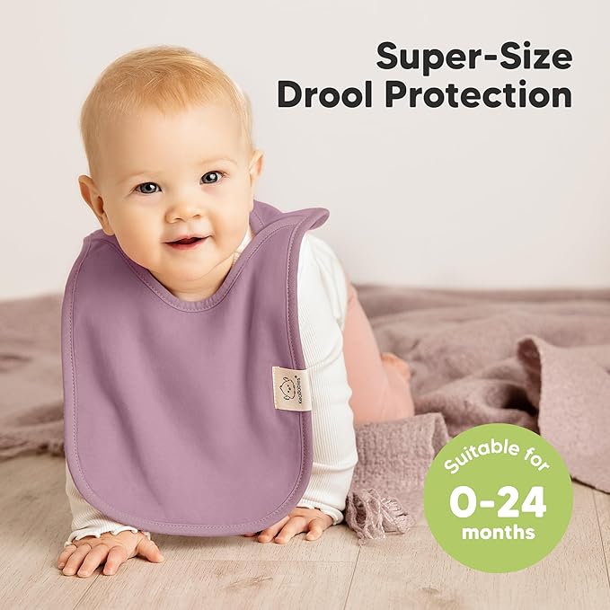 KeaBabies 8-Pack Baby Bibs for Boys, Girls - Pullover Bibs for Drooling Teething Baby Girl & Boy Toddler, Newborn, Soft & Absorbent, Cute Colors, Large Torso Coverage Keep Infant Clean & Dry (Mauve)