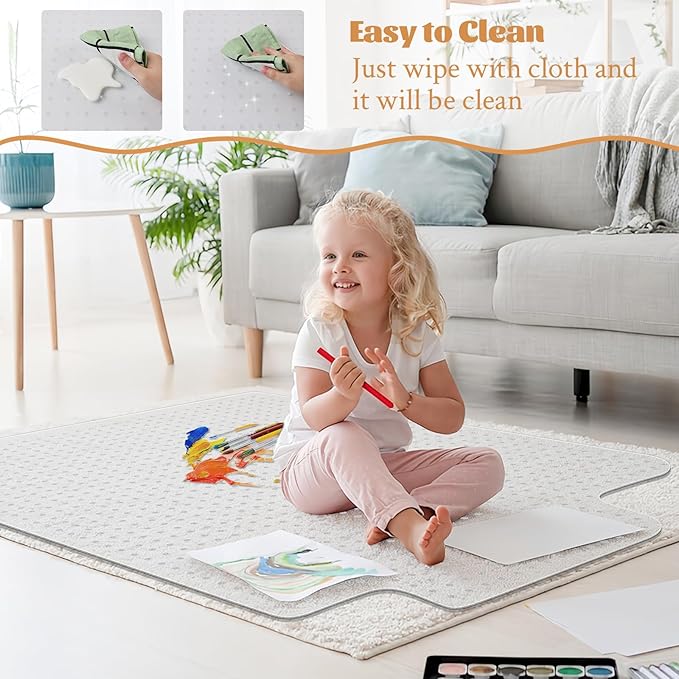 KMAT Office Chair Mat for Carpet, Computer Desk Mat,Anti-Slip Clear Desk Chair Mat for Home Rolling Chair,Heavy Duty Floor Protector for Office-Easy to Clean-45 x53 with Lip