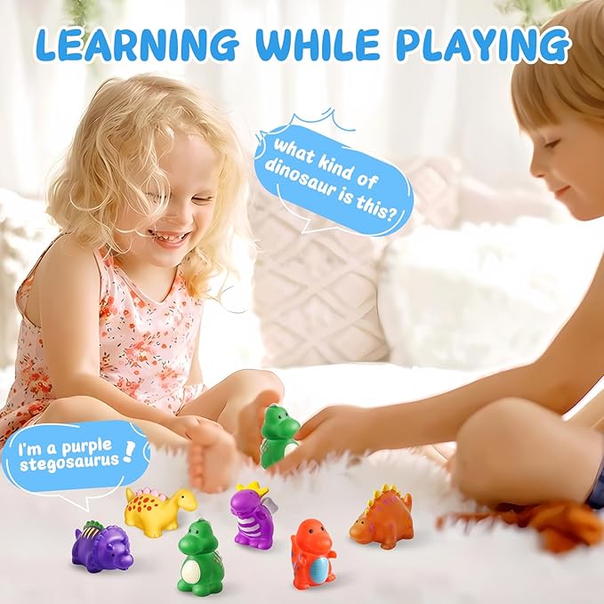 Color Changing No Hole Toddler Bath Toys for Kids Ages 1-3 4-8, Dinosaur Bath Toys Toddlers 2-4, Dinosaur Toys, Valentines Gifts Birthday Valentines Basket Stuffers Bathtub Water Toys with Drying Bag