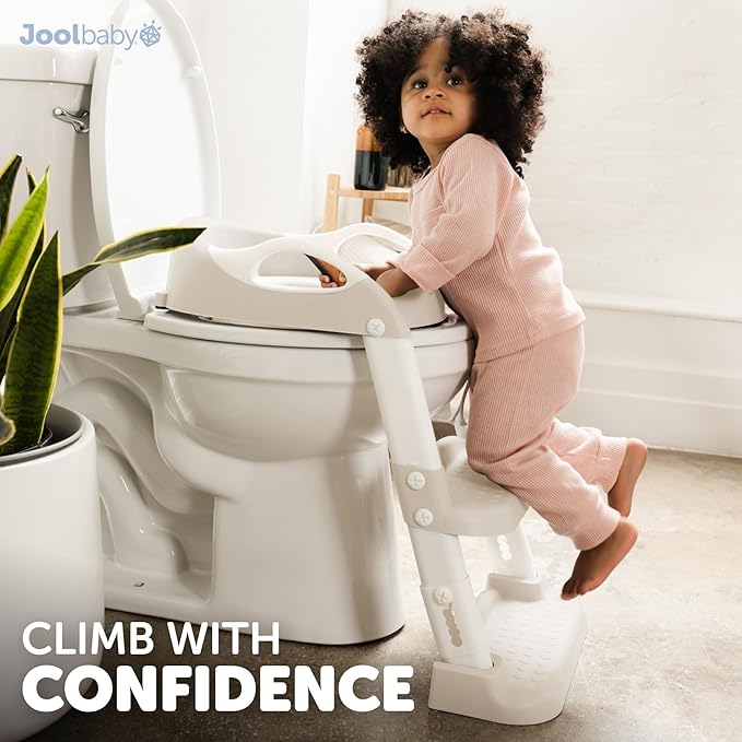 Jool Baby Potty Training Seat with 2 Step Ladder for Toddlers - Splash Guard, Adjustable Height (Oatmeal)