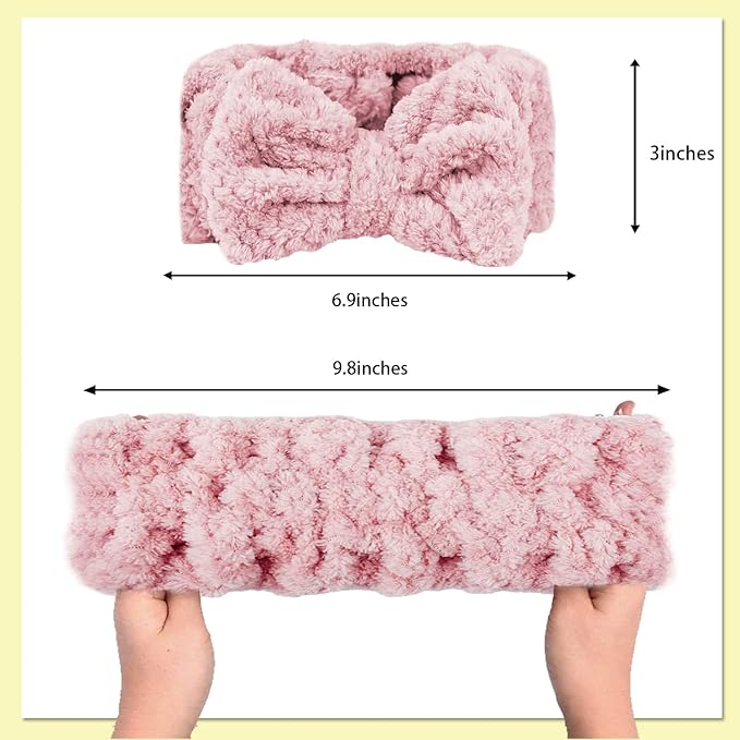 LAPOHI 3 Pack Microfiber Bowtie Headbands for Washing Face, Makeup, Yoga & Sports - Women & Girls