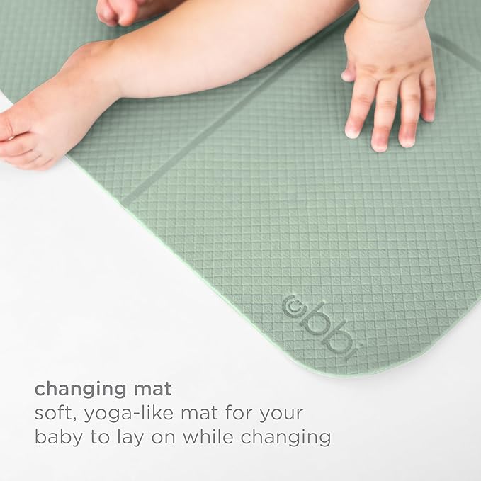 Ubbi On-the-Go Diaper Changing Baby Mat, Soft and Comfortable, Must Have for Newborns, Easy to Clean, Portable Folding Pad, Infant Traveling Accessories, Sage Green, 16" x 21" (Pack of 2)