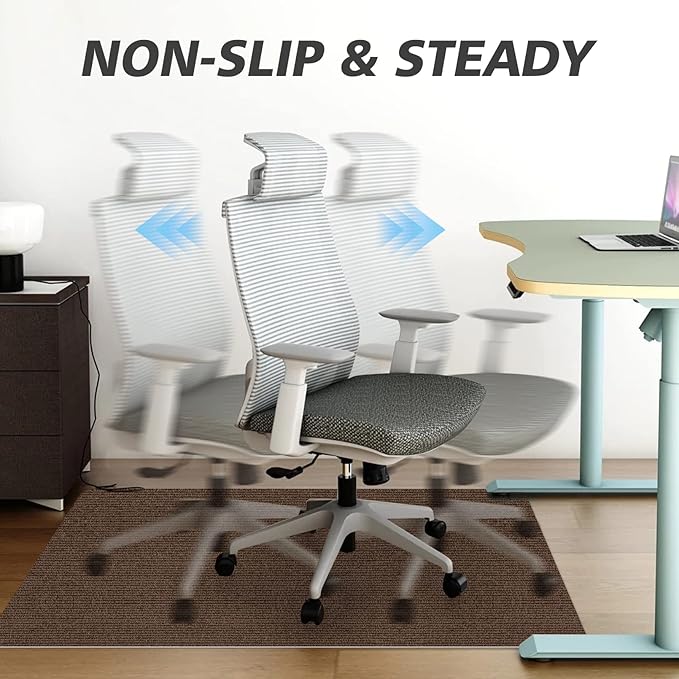 Sycoodeal Office Chair Mat for Hardwood Floor,Office Computer Gaming Chair Mat for Tile Floor,Large Floor Protector Rug,Anti-Slip,Easy to Clean,Coffee(48"x60")
