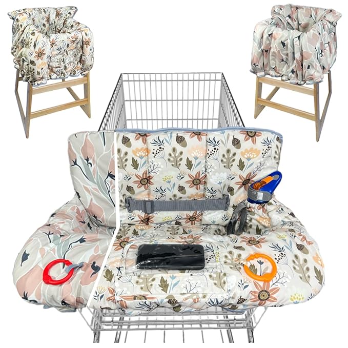 Shopping Cart Cover for Baby and Toddler, Waterproof Grocery Cart and High Chair Cover, Soft Padded Cart Cover for Babies, Universal Fit for Costco, Target and Restaurant High Chairs