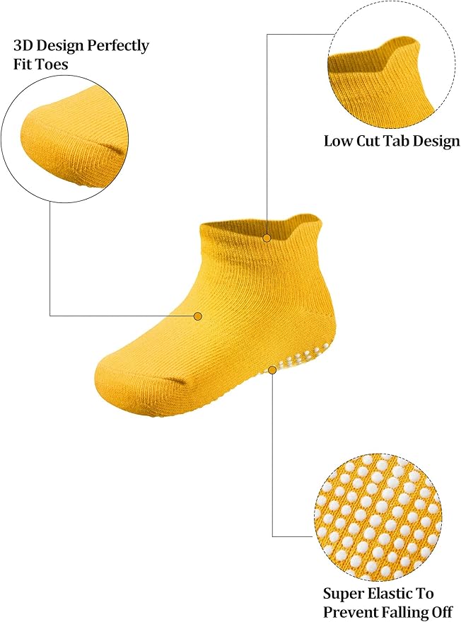 10 Pairs Baby Crawling Anti Slip Knee Pads and Anti Slip Baby Socks Set Unisex Toddler Knee Protectors Non Slip Ankle Socks