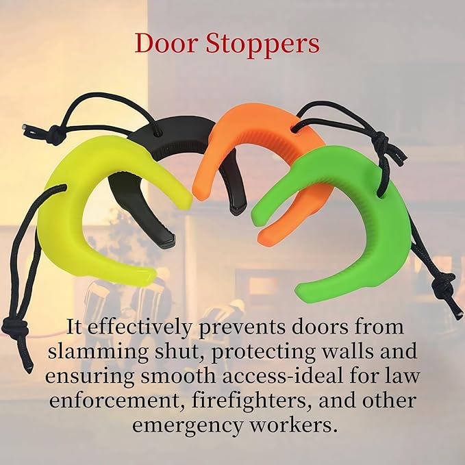 First Responder Door Stop,Door Wedge for Law Enforcement, Police, Emergency Medical Services, Firefighter Tools,Door Pinch Guard Stops Doors from Closing (4, Black Orange Yellow Green)