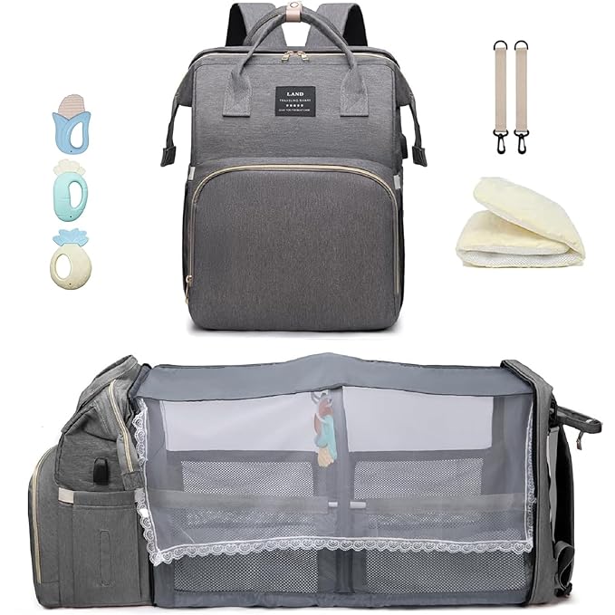 Baby Diaper Bags with Changing Station,900D Oxford Waterproof Diaper Bag Backpack for Moms Dads with USB Charging Port,Large Capacity Baby Essentials(Ungrade Grey)