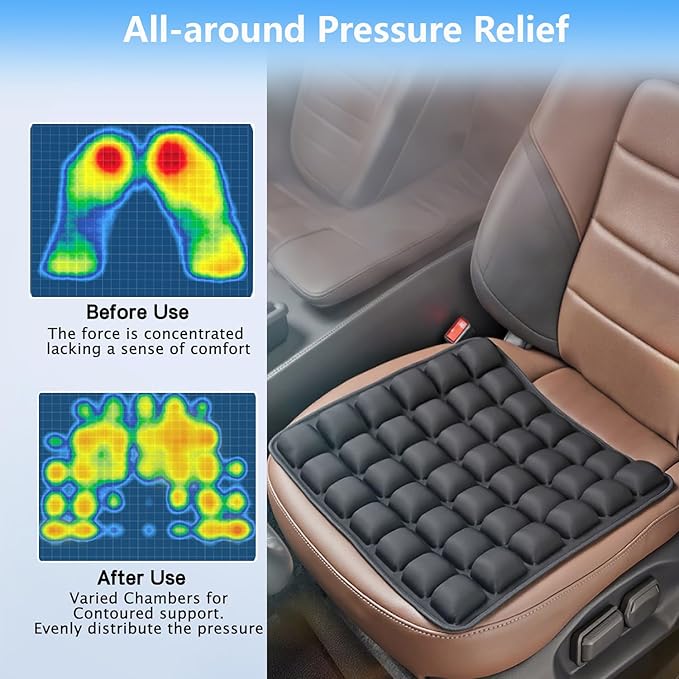 VSDFAW Travel Cushion, Comfortable 3D Air Cell Seat Cushion, Portable and Adjustable Air Inflatable Pressure Relief Seat Cushion for Car,Office Chair,Wheelchair and Tailbone Pain Relief