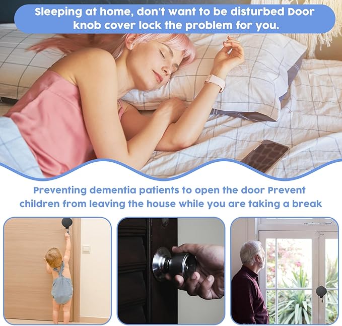 simarro Door Knob Lock Out Device, Door Handle Lock Cover with Padlock and Keys, Prevents Turning of Door Knob and Entering Keyholes for Covering Door Handles Faucets Valves(Black)