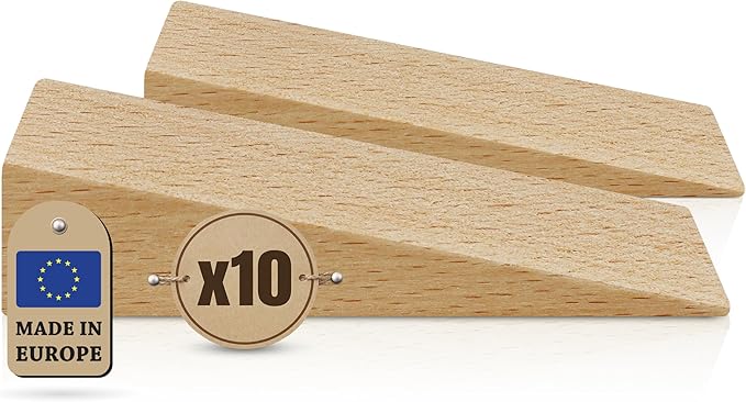 Tolux Wooden Wedges, Hardwood Wedge, Beech Wood Wedge, Wooden Doorstop, Handy Tool in Carpentry, Construction and Various DIY Projects, Size 90x30x25 mm / 3.54x1.18x0.98 in, Pack of 10 pcs