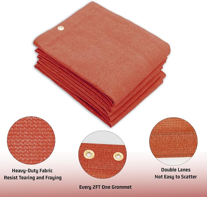 SUNNY GUARD Shade Cloth Custom Size 6x15 FT Sun Shade Screen Fabric Shade Cover Tarp with Grommets for Pergola Backyard Garden, Terra(We Customized)