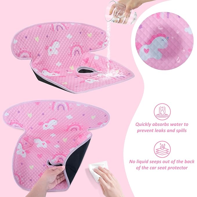INFANZIA Dry Seat, Car Seat Protector Waterproof Carseat Liner Potty Training Toddlers, Baby and Infants, Piddle Pad for Carseats Strollers (Pink, 2 Packs)