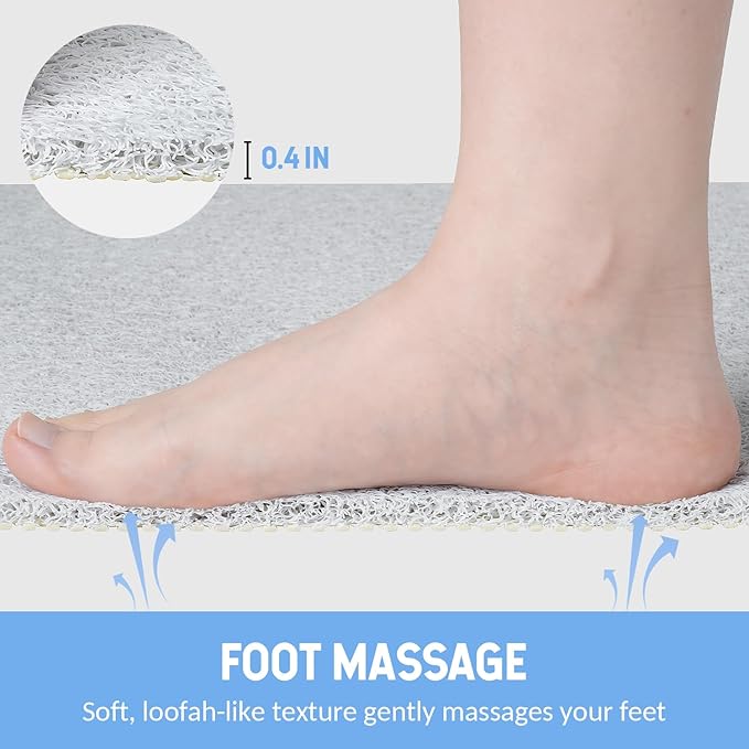 Hargiis Non-Slip Bathtub Mat, 2 Pack Anti Slip Shower Mat, Fast Drying Bathtub Mats, Foot Scrubber Mat, Anti Slip Mat for Tub, Floor, Bathroom, Kitchen, Home, Hotel (White 24"×16"+24"×16")