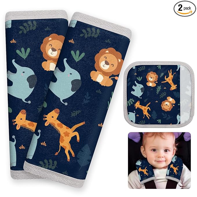 Seat Belt Cover Pad for Baby, Soft Seatbelt Cushion Covers for Kids 2Pcs Car Seat Strap Shoulder Pads for All Car Seats, Stroller, High Chair