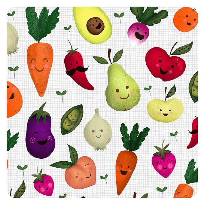 BapronBaby Market Fresh Produce Splash Mat - Waterproof Catch-All for Under High Chairs, Floors, Tables, Playtime or Arts & Crafts - Machine Washable - 45" x 45”