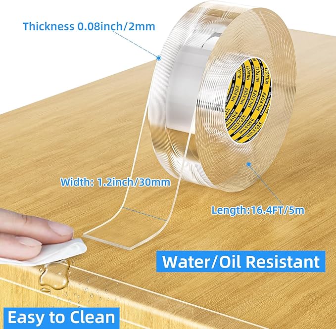 3Pack Clear Edge Protector Strip,1.18in x 16.4FT(49.2FT Total),Sharp Edge Wrap Cover Tape,Self Adhesive Protective Bumper Guards for Cabinet Door Desk Table Furniture,Kitchen Countertop,Waterproof