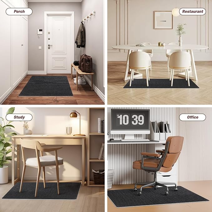 Office Chair Mat - for Hardwood Floors, Large Non-Slip Easy-Clean Floor Protection Blanket (Black, “55 x 35in”).