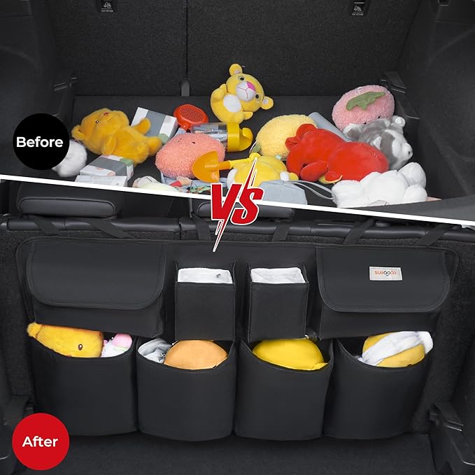 SURDOCA Car Trunk Organizer, LARGE CAPACITY Car Organizers and Storage with 8 Pockets, Upgraded Trunk Storage for Car, SUV, Truck, MPV