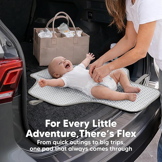 KeaBabies Portable Changing Pad for Baby, Travel – 26 x 21 Wipeable, Waterproof, Foldable Baby Diaper Changing Mat for Diaper Bag, Caddy, Car, Bed, Newborn, Compact Changer Mat Station (Sweet Pink)