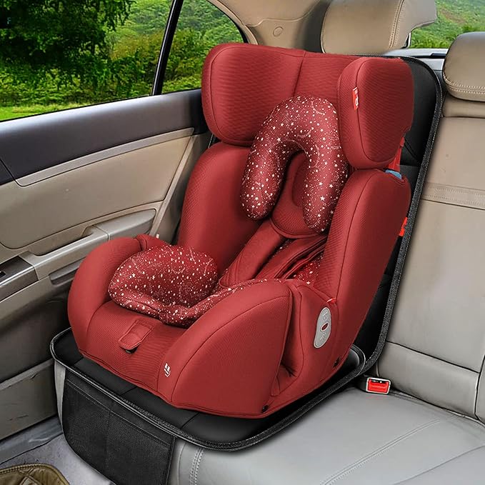 XHYANG Car Seat Protector 1 Pack Car Seat Cushion Mat Thickest Padding,Waterproof 600D Fabric Car Seat Covers for Non-Slip Backing Mesh Pockets for Baby and Pet (Gray, 1 Pc)