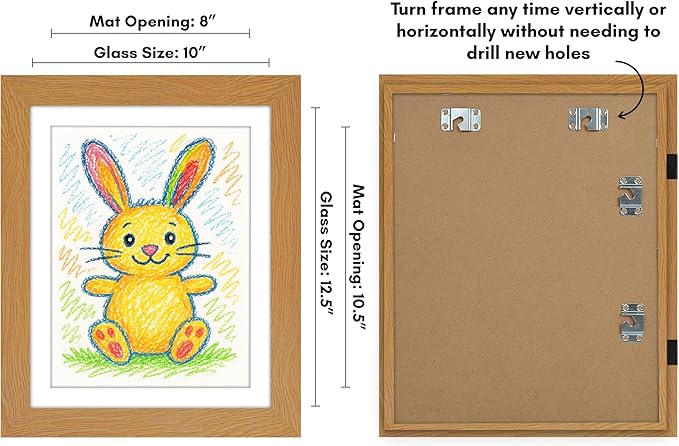 Americanflat Kids Artwork Frame Changeable (Dark Oak) - Magnetic Door Holds 100 Art Pieces - 8.5x11 Letter Size Display with Mat or 10x12.5 Without Mat - My Mini Masterpiece