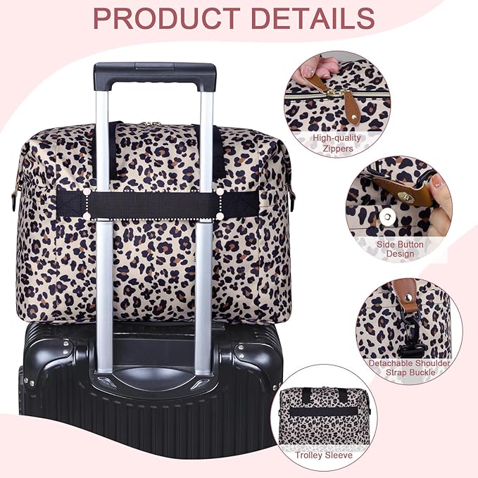 Pritent Diaper Bag Tote - Diaper Baby Bags with Pacifier Case, Shoulder Straps, Stroller Clips, Waterproof Large Mommy Maternity Travel Baby Bag for Mom and Dad, Leopard, Medium