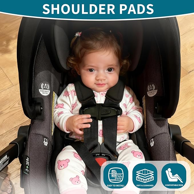 Car Seat Shoulder Pads Compatible with Doona, Ultra Soft and Breathable Grid Fabric, Protect Neck and Shoulder Strap Covers, Easy to Install, Straps Pads for Car Seat and Stroller, Black