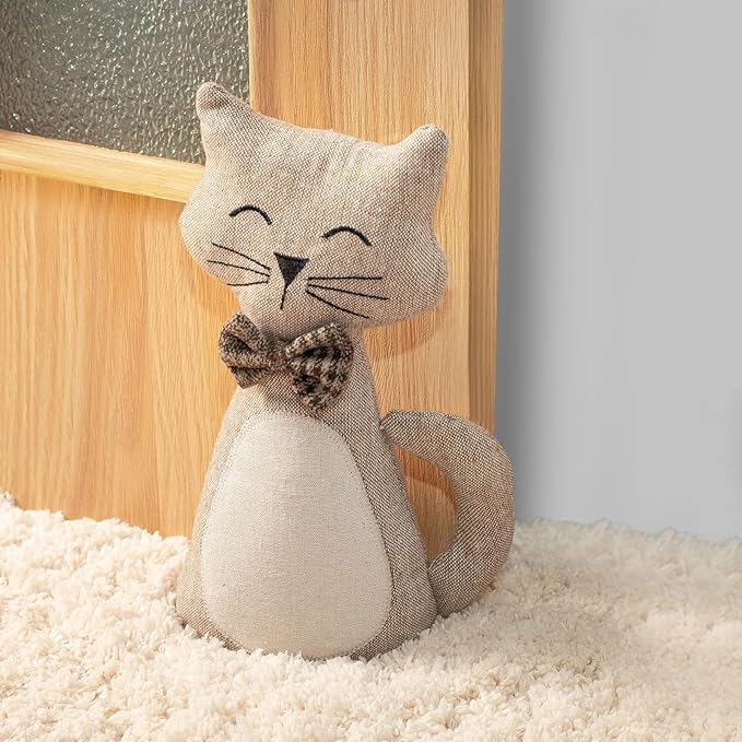 Marwood Cute Door Stopper Decorative Door Stops for Home and Office, Cat Weighted Interior Doorstop Fabric Stuffed Animal Door Stopper Floor Decorative