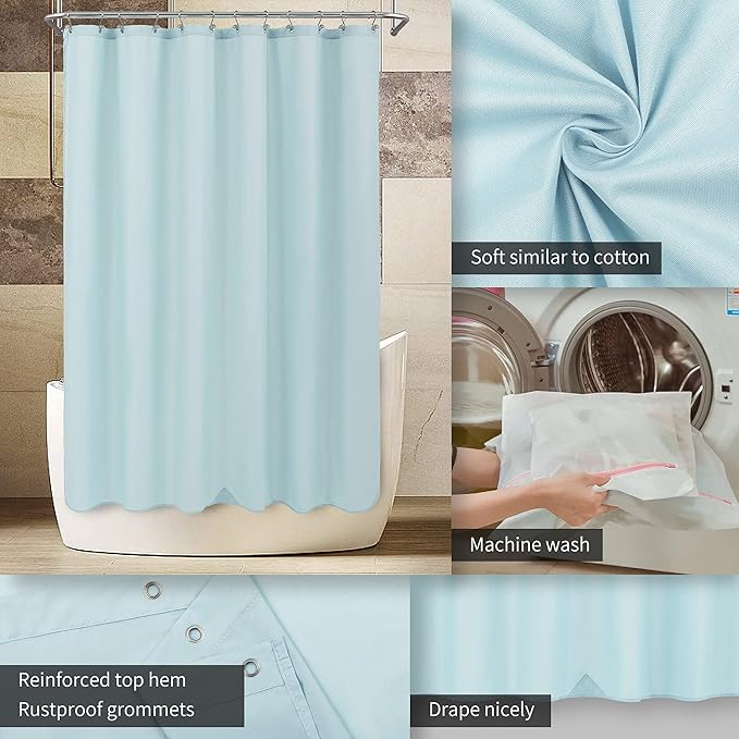 ALYVIA SPRING Extra Long Fabric Shower Curtain Liner Waterproof - 72" x 84", Soft & Lightweight XL Shower Curtain with 3 Magnets, Machine Washable - 72x84, Blue