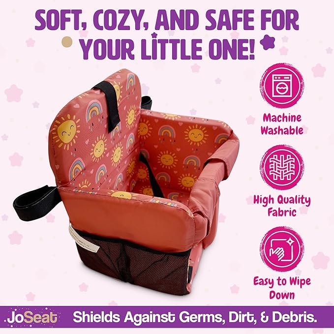 Shopping Cart Seat Cover for Baby, High Chair & Grocery Seat Protector, Padded Chair Covers for Restaurant Seats, Unisex Machine Washable Grocery Cart Liner & Swing Insert – Sun & Rainbows