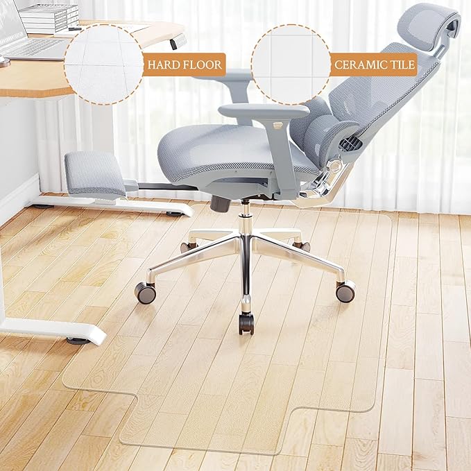 KMAT Office Chair Mat,Easy Glide Hard Wood Tile Floor Mats,Chair Mat for Home Office Rolling Chair,Heavy Duty Floor Protector -36"x48" with Lip