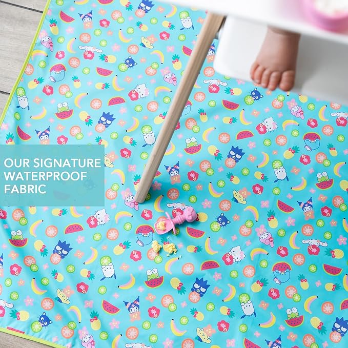 Bumkins Baby Splat Mat for Under High Chair, Babies Toddlers Eating Mess Mat, Waterproof Reusable Cloth for Arts and Crafts, Playtime for Kids, Floors or Tables, Fabric 42inx42in, Sanrio Hello Kitty