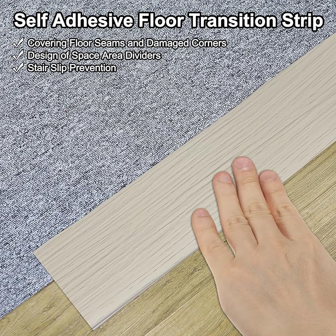 PATIKIL Self Adhesive Floor Transition Strip 2 in x 3 Ft, Vinyl Laminate Floor Flat Divider for Joining Floor Gaps Doorways Carpet Cover Floor Tiles Khaki Wood Grain