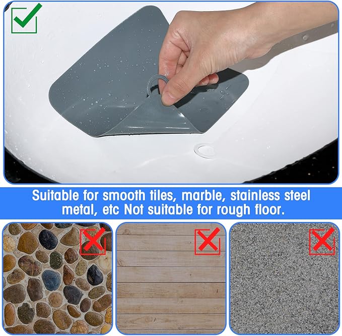 Yinkin 6 Pcs Drain Covers to Keep Bugs Out Silicone Shower Floor Tub Stoppers Bathtub Drain Stoppers Sewer Anti-Odor Mats Deodorizing Plugs for Bathroom(6 x 6 Inch,Square,Grey and White)