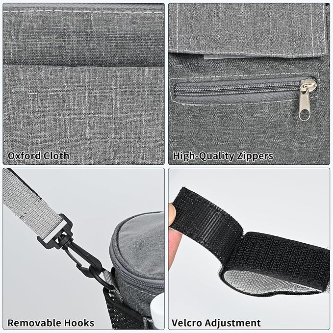 Smlper Stroller Organizer with Cup Holders, Adjustable Universal Organizer Caddy Bag - Phone Pocket & Detachable Strap for Baby Stroller and Pet Stroller (Grey)