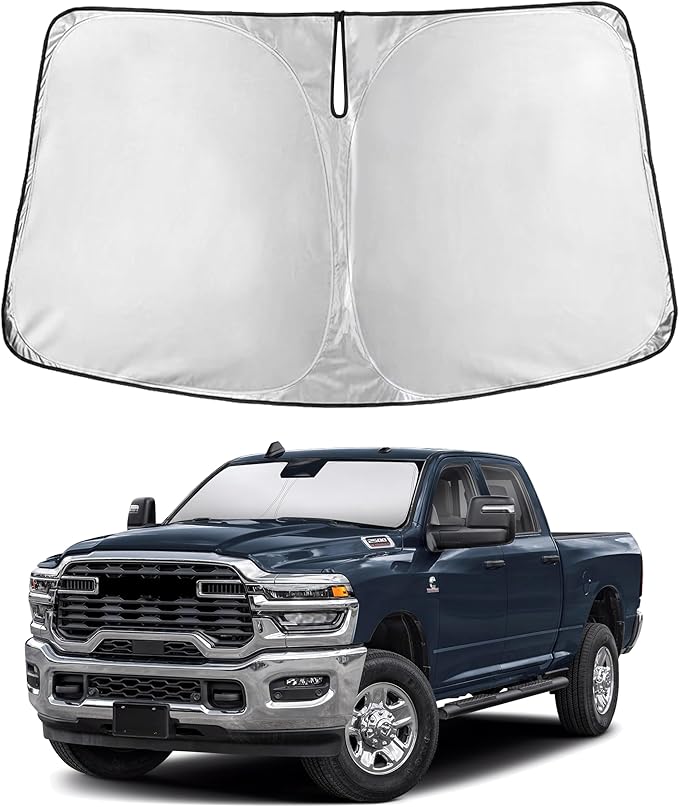 Econour Windshield Sun Shade for Dodge Ram 2500 2010 – 2024 2025 2026, Sun Visor for Front Windshield & Window Sunshade Cover, UV Heat Blocker & Protector, Car Accessories