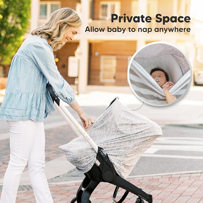 KeaBabies Nursing Cover, Breastfeeding Cover for Women - Baby Car Seat Canopy Girl, Boy, Multi-Use Baby Carseat Canopy, Breastfeeding Essentials for Nursing, Breathable,Lightweight & Soft(Herringbone)