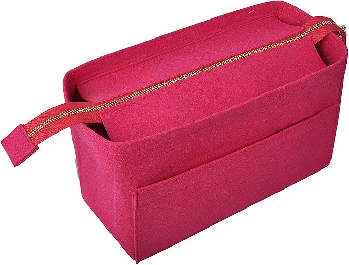 Vercord Felt Zipper Handbag Tote Purse Duffel Backpack Organizer Insert Rose Medium
