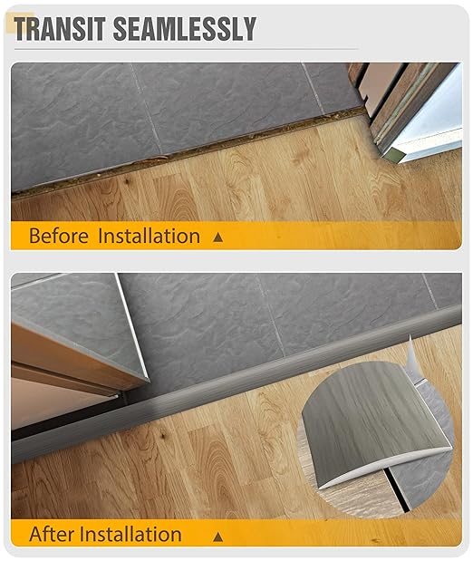 Bnell Floor Transition Strip Floor Cover Strips Self Adhesive Flooring Transitions Laminate Floor Strip Vinyl Floor Flat Divider Strip for for Joining Floor Gaps (3.28FT,2in, Ash Wood Grain)