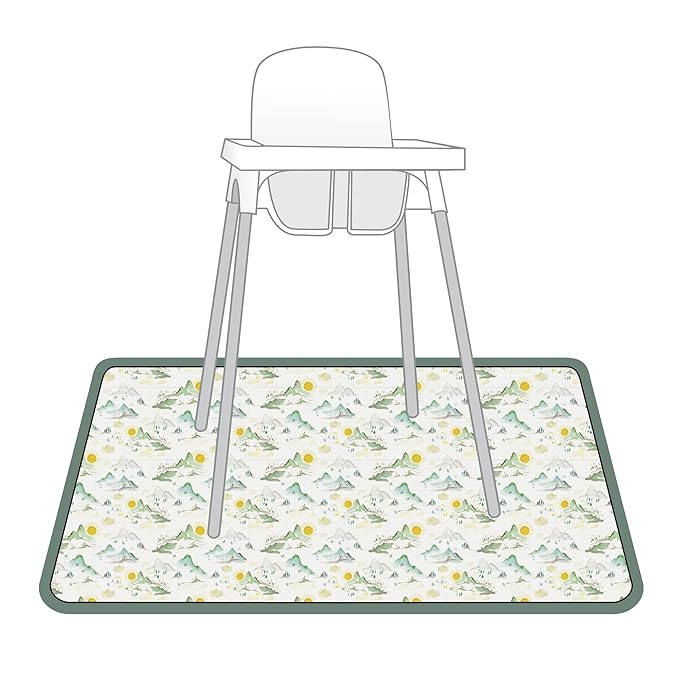 BapronBaby Mountain Mist Splash Mat - Waterproof Catch-All for Under High Chairs, Floors, Tables, Playtime or Arts & Crafts - Machine Washable - 45" x 45”