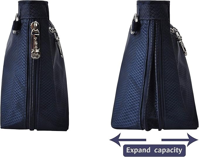 Vercord Expandable Nylon Handbag Purse Organizer Insert Liner Shaper Bag in Bag Navy XLarge