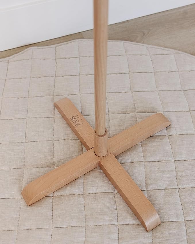 Baby Crib Mobile Arm Wooden Holder Floor Stand - Universal Baby Mobile Hanger, fits Any Crib (100% Natural Beech Wood) - Floor Stand, Adjustable Height - Nursery Decor & Gift Accessories (Original)