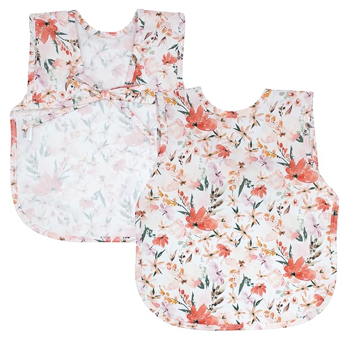 BapronBaby Peachy Dreams Bapron - No Neck Tie Safer Bib for Baby & Toddler - Soft Waterproof Stain Resistant - Machine Washable - Sz Baby/Toddler 6m-3T