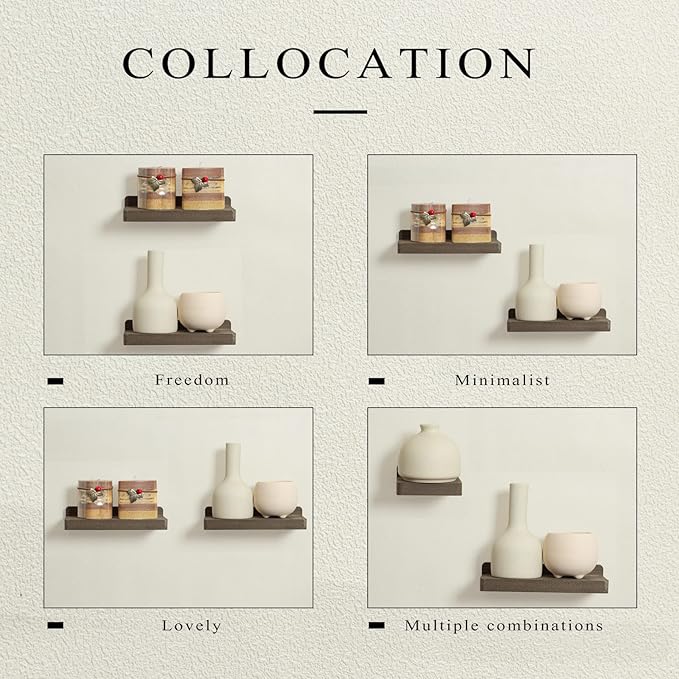 Freezing point Small Floating Shelf for Wall Set of 2 Natural Wood 8Inch Mini Wall Shelves Decor Plant Display Collectibles Mounted Kitchen Bathroom Bedroom Corner Decorative Storage Tiny Stand Coffee
