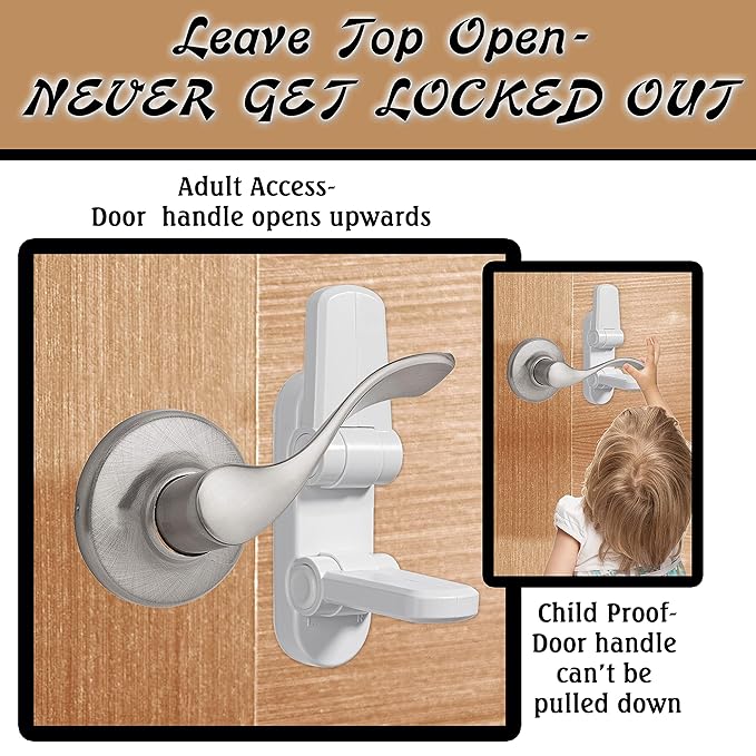 3 Pack - Door Lever Baby Safety Lock - Baby Proofing - Prevent Little Kids from Opening Doors with A Child Proof Door Handle Lock - 3M Adhesive - Driddle