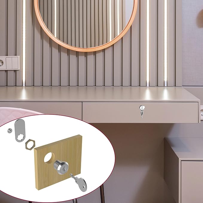 3 Pcs Mailbox Locks with Keys, Cabinet Lock with Key, Kitchen Cabinets Cam Locks 5/8" Keyed Alike, Drawer Desk Lock for Drawers and RV Storage Door, Zinc Alloy
