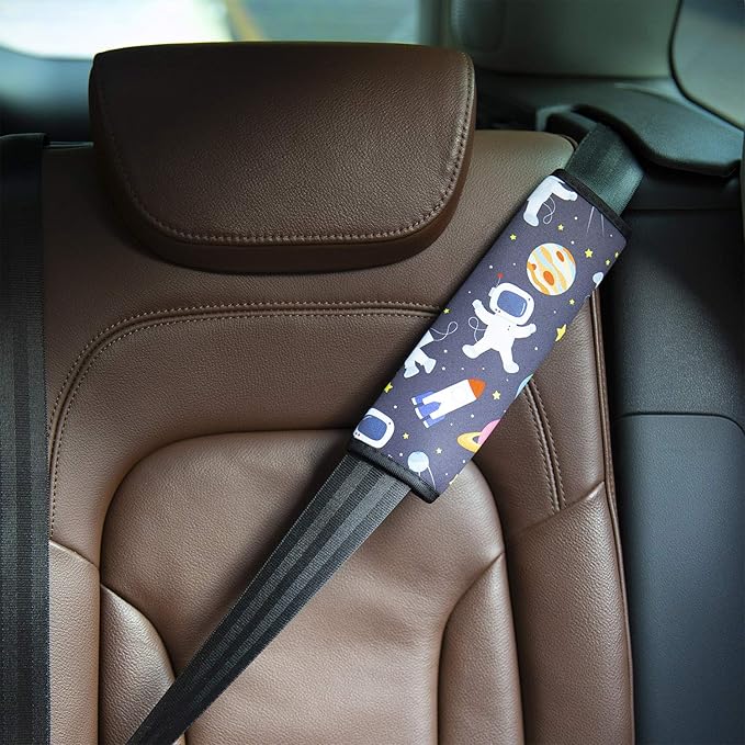 YR Seat Belt Cover for Kids, Soft Comfort Seat Belt Cushion for Children, Cute Cartoon Pattern Car Seat Belt Pads Cover for Girls and Boys, 1 Pack, Spaceman