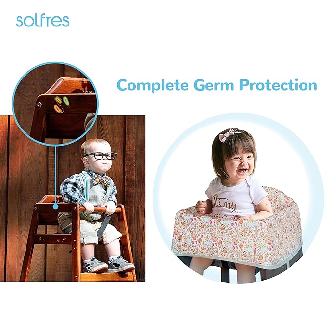 Dual-Belt High Chair Cover, Baby High Chair Cover, Upgrade Version, for Wooden or Restaurant High Chair, Sturdy and Robust Material, Creamy Cake